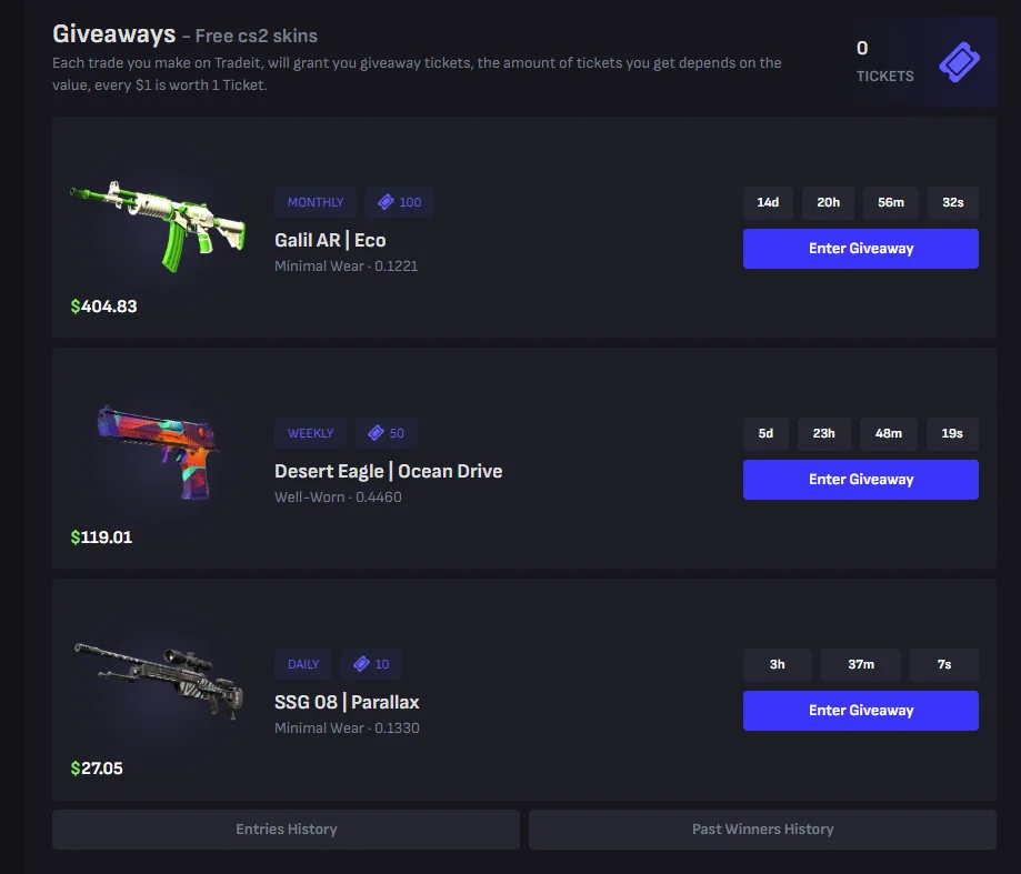 Giveaways and Ticket System