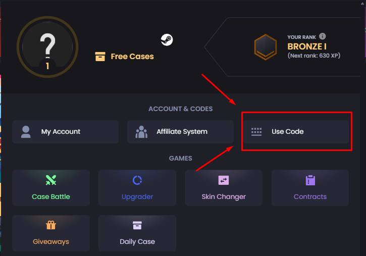 Open keydrop profile menu