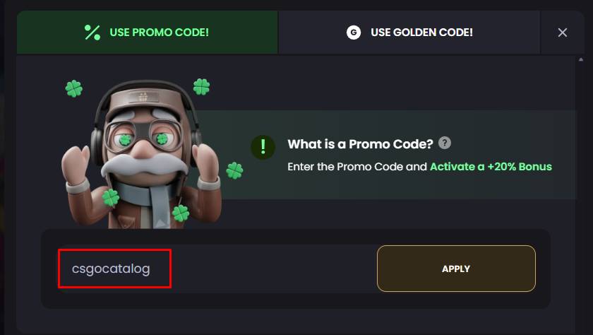 enter the promo code “csgocatalog”